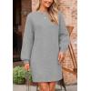 imagePRETTYGARDEN Womens Winter Pullover Sweaters Long Lantern Sleeve Crewneck Chunky Knit Slouchy Oversized Sweater DressGrey