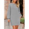 imagePRETTYGARDEN Womens Winter Pullover Sweaters Long Lantern Sleeve Crewneck Chunky Knit Slouchy Oversized Sweater DressGrey