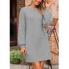 imagePRETTYGARDEN Womens Winter Pullover Sweaters Long Lantern Sleeve Crewneck Chunky Knit Slouchy Oversized Sweater DressGrey