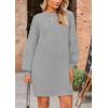 imagePRETTYGARDEN Womens Winter Pullover Sweaters Long Lantern Sleeve Crewneck Chunky Knit Slouchy Oversized Sweater DressGrey