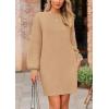 imagePRETTYGARDEN Womens Winter Pullover Sweaters Long Lantern Sleeve Crewneck Chunky Knit Slouchy Oversized Sweater DressKhaki