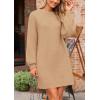 imagePRETTYGARDEN Womens Winter Pullover Sweaters Long Lantern Sleeve Crewneck Chunky Knit Slouchy Oversized Sweater DressKhaki