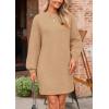 imagePRETTYGARDEN Womens Winter Pullover Sweaters Long Lantern Sleeve Crewneck Chunky Knit Slouchy Oversized Sweater DressKhaki