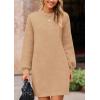 imagePRETTYGARDEN Womens Winter Pullover Sweaters Long Lantern Sleeve Crewneck Chunky Knit Slouchy Oversized Sweater DressKhaki