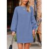 imagePRETTYGARDEN Womens Winter Pullover Sweaters Long Lantern Sleeve Crewneck Chunky Knit Slouchy Oversized Sweater DressMist Blue