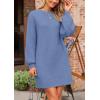 imagePRETTYGARDEN Womens Winter Pullover Sweaters Long Lantern Sleeve Crewneck Chunky Knit Slouchy Oversized Sweater DressMist Blue