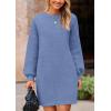 imagePRETTYGARDEN Womens Winter Pullover Sweaters Long Lantern Sleeve Crewneck Chunky Knit Slouchy Oversized Sweater DressMist Blue