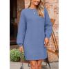 imagePRETTYGARDEN Womens Winter Pullover Sweaters Long Lantern Sleeve Crewneck Chunky Knit Slouchy Oversized Sweater DressMist Blue