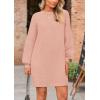 imagePRETTYGARDEN Womens Winter Pullover Sweaters Long Lantern Sleeve Crewneck Chunky Knit Slouchy Oversized Sweater DressPink
