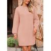 imagePRETTYGARDEN Womens Winter Pullover Sweaters Long Lantern Sleeve Crewneck Chunky Knit Slouchy Oversized Sweater DressPink