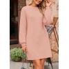 imagePRETTYGARDEN Womens Winter Pullover Sweaters Long Lantern Sleeve Crewneck Chunky Knit Slouchy Oversized Sweater DressPink