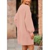 imagePRETTYGARDEN Womens Winter Pullover Sweaters Long Lantern Sleeve Crewneck Chunky Knit Slouchy Oversized Sweater DressPink