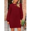 imagePRETTYGARDEN Womens Winter Pullover Sweaters Long Lantern Sleeve Crewneck Chunky Knit Slouchy Oversized Sweater DressWine Red