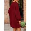 imagePRETTYGARDEN Womens Winter Pullover Sweaters Long Lantern Sleeve Crewneck Chunky Knit Slouchy Oversized Sweater DressWine Red