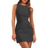 imagePRETTYGARDEN Womens 2025 Formal Sleeveless Summer Dresses Boat Neck Zipper Bodycon A Line Business Work Mini DressGrey