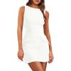 imagePRETTYGARDEN Womens 2025 Formal Sleeveless Summer Dresses Boat Neck Zipper Bodycon A Line Business Work Mini DressWhite