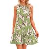 imagePRETTYGARDEN Womens 2025 Summer Boho Floral Mini Dress Sleeveless Backless Short Wedding Guest Beach Vacation SundressesFloral Grass Green Beige