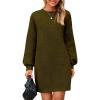 imagePRETTYGARDEN Womens Winter Pullover Sweaters Long Lantern Sleeve Crewneck Chunky Knit Slouchy Oversized Sweater DressArmy Green