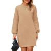 imagePRETTYGARDEN Womens Winter Pullover Sweaters Long Lantern Sleeve Crewneck Chunky Knit Slouchy Oversized Sweater DressKhaki