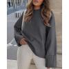 imagePRETTYGARDEN Womens Fall Oversized Sweaters Casual Crewneck Pullover Long Sleeve Fuzzy Chunky Knit Tops BlouseDark Grey