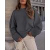 imagePRETTYGARDEN Womens Fall Oversized Sweaters Casual Crewneck Pullover Long Sleeve Fuzzy Chunky Knit Tops BlouseDark Grey