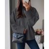 imagePRETTYGARDEN Womens Fall Oversized Sweaters Casual Crewneck Pullover Long Sleeve Fuzzy Chunky Knit Tops BlouseDark Grey