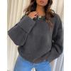 imagePRETTYGARDEN Womens Fall Oversized Sweaters Casual Crewneck Pullover Long Sleeve Fuzzy Chunky Knit Tops BlouseDark Grey