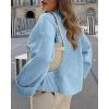 imagePRETTYGARDEN Womens Fall Oversized Sweaters Casual Crewneck Pullover Long Sleeve Fuzzy Chunky Knit Tops BlouseLight Blue