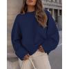 imagePRETTYGARDEN Womens Fall Oversized Sweaters Casual Crewneck Pullover Long Sleeve Fuzzy Chunky Knit Tops BlouseNavy