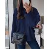 imagePRETTYGARDEN Womens Fall Oversized Sweaters Casual Crewneck Pullover Long Sleeve Fuzzy Chunky Knit Tops BlouseNavy