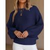 imagePRETTYGARDEN Womens Fall Sweaters 2025 Casual Loose Crewneck Ribbed Long Sleeve Top Knit Pullover SweaterDark Blue