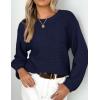 imagePRETTYGARDEN Womens Fall Sweaters 2025 Casual Loose Crewneck Ribbed Long Sleeve Top Knit Pullover SweaterDark Blue
