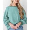 imagePRETTYGARDEN Womens Long Sleeve Tee Shirts Spring Fall Trendy Clothes Casual Loose Crewneck Ribbed Blouse Tunic TopsBean Green