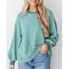imagePRETTYGARDEN Womens Long Sleeve Tee Shirts Spring Fall Trendy Clothes Casual Loose Crewneck Ribbed Blouse Tunic TopsBean Green