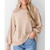imagePRETTYGARDEN Womens Long Sleeve Tee Shirts Spring Fall Trendy Clothes Casual Loose Crewneck Ribbed Blouse Tunic TopsBeige