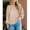 imagePRETTYGARDEN Womens Long Sleeve Tee Shirts Spring Fall Trendy Clothes Casual Loose Crewneck Ribbed Blouse Tunic TopsBeige