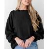 imagePRETTYGARDEN Womens Long Sleeve Tee Shirts Spring Fall Trendy Clothes Casual Loose Crewneck Ribbed Blouse Tunic TopsBlack