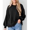 imagePRETTYGARDEN Womens Long Sleeve Tee Shirts Spring Fall Trendy Clothes Casual Loose Crewneck Ribbed Blouse Tunic TopsBlack