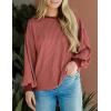 imagePRETTYGARDEN Womens Long Sleeve Tee Shirts Spring Fall Trendy Clothes Casual Loose Crewneck Ribbed Blouse Tunic TopsBrick Red