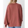 imagePRETTYGARDEN Womens Long Sleeve Tee Shirts Spring Fall Trendy Clothes Casual Loose Crewneck Ribbed Blouse Tunic TopsBrick Red