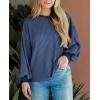 imagePRETTYGARDEN Womens Long Sleeve Tee Shirts Spring Fall Trendy Clothes Casual Loose Crewneck Ribbed Blouse Tunic TopsDark Blue