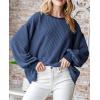 imagePRETTYGARDEN Womens Long Sleeve Tee Shirts Spring Fall Trendy Clothes Casual Loose Crewneck Ribbed Blouse Tunic TopsDark Blue