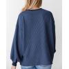 imagePRETTYGARDEN Womens Long Sleeve Tee Shirts Spring Fall Trendy Clothes Casual Loose Crewneck Ribbed Blouse Tunic TopsDark Blue