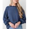 imagePRETTYGARDEN Womens Long Sleeve Tee Shirts Spring Fall Trendy Clothes Casual Loose Crewneck Ribbed Blouse Tunic TopsDark Blue