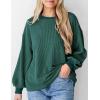 imagePRETTYGARDEN Womens Long Sleeve Tee Shirts Spring Fall Trendy Clothes Casual Loose Crewneck Ribbed Blouse Tunic TopsDark Green