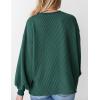 imagePRETTYGARDEN Womens Long Sleeve Tee Shirts Spring Fall Trendy Clothes Casual Loose Crewneck Ribbed Blouse Tunic TopsDark Green