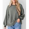 imagePRETTYGARDEN Womens Long Sleeve Tee Shirts Spring Fall Trendy Clothes Casual Loose Crewneck Ribbed Blouse Tunic TopsGrey