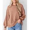 imagePRETTYGARDEN Womens Long Sleeve Tee Shirts Spring Fall Trendy Clothes Casual Loose Crewneck Ribbed Blouse Tunic TopsKhaki