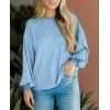 imagePRETTYGARDEN Womens Long Sleeve Tee Shirts Spring Fall Trendy Clothes Casual Loose Crewneck Ribbed Blouse Tunic TopsLight Blue