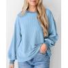 imagePRETTYGARDEN Womens Long Sleeve Tee Shirts Spring Fall Trendy Clothes Casual Loose Crewneck Ribbed Blouse Tunic TopsLight Blue